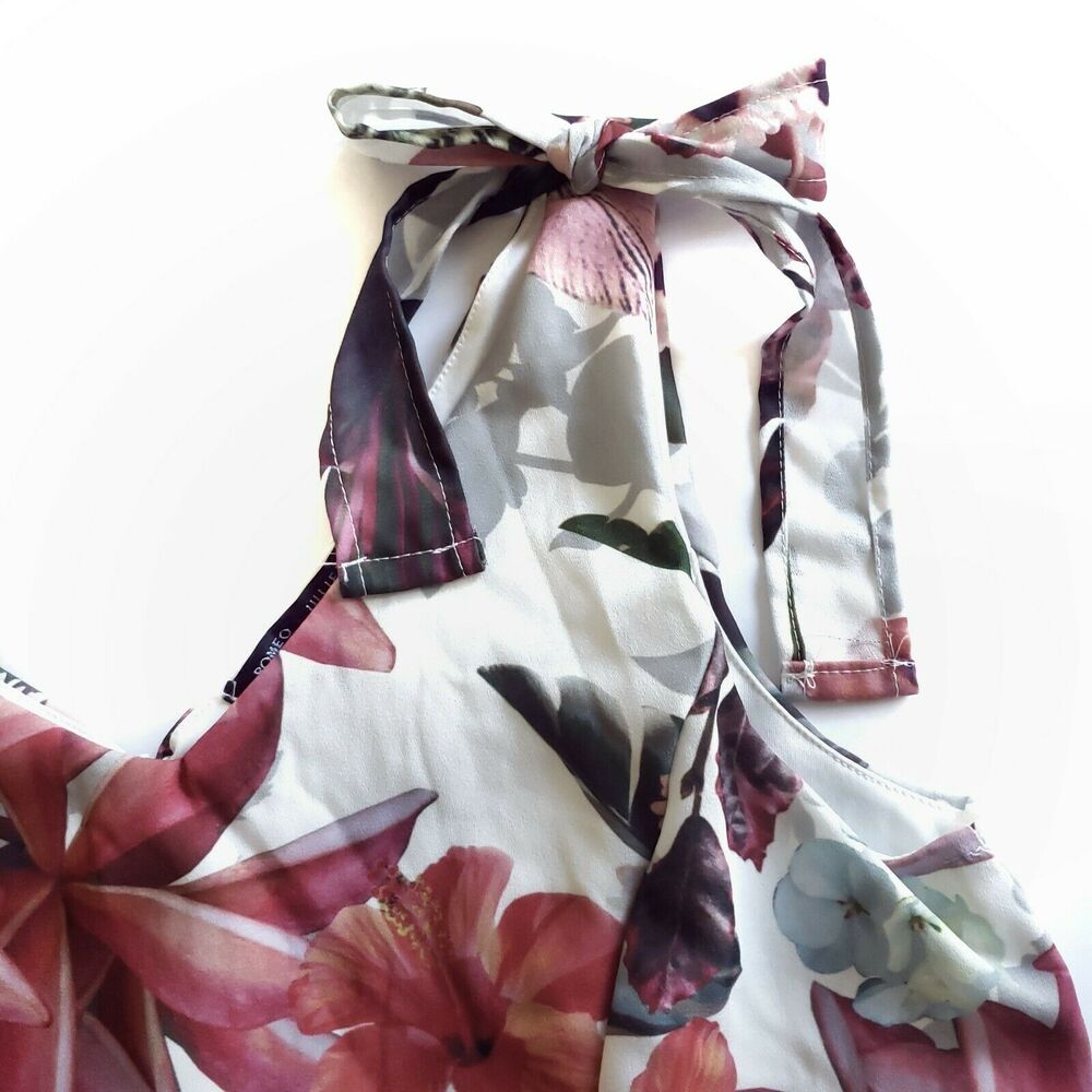 ROMEO + JULIET Couture floral print sleeveless shorts romper Size Large NEW - Picture 4 of 7